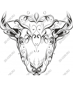  Elegant, lavishly decorated head of a bull