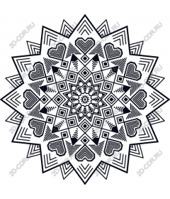  Elegant black and white mandala with hearts