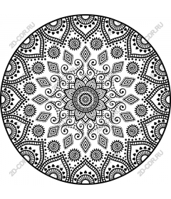 Intricate mandala black and white clipart