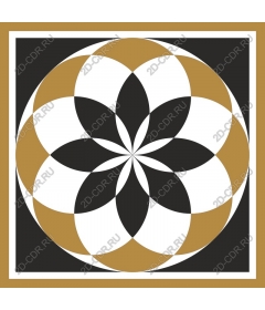 Geometric elegance: round black, white and gold gamma