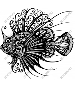 Intricate black-and-white decorative fish