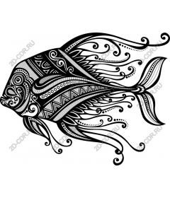 Intricate black-and-white fish