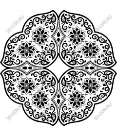  Elegant floral mandala black and white