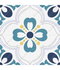  Elegant floral pattern in blue and yellow tones