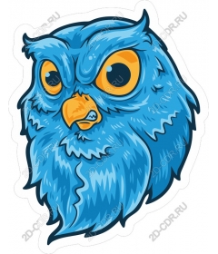 Stylised head of the blue owls
