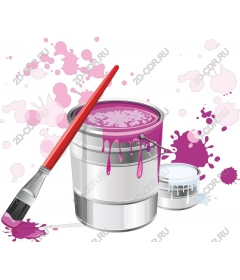  Colourful bucket and brush for paint