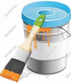  Bright bucket of paint and brush