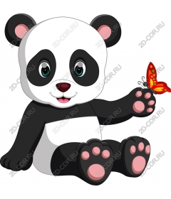 Playful Panda bear with butterfly