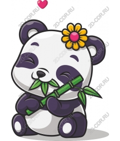 Cute Panda with bamboo