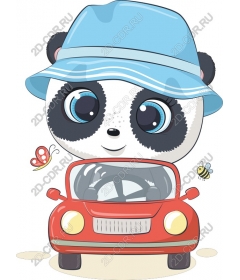  Adorable Panda driving a red car