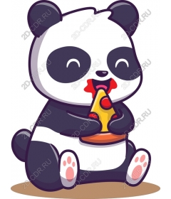  Cute Panda eating pizza
