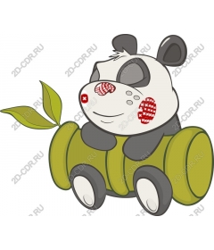  Cute cartoon Panda on bamboo