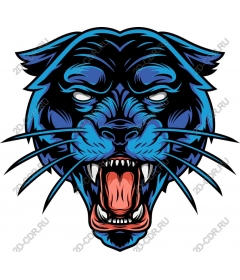 Head of a ferocious roaring Panther
