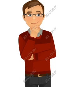 Pensive young man in the red sweater