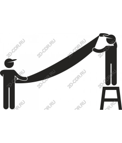  Collective workers hang a banner