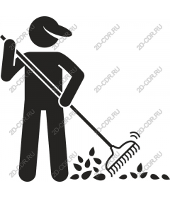  Gardener raking leaves