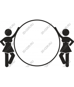 Dynamic round frame with stylized figures