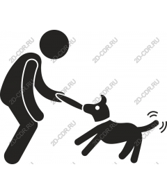Playful dog and man