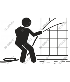  A construction worker with hose concrete