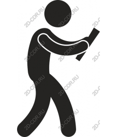  Walking figure, holding object