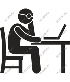 Pensive figure, working on laptop