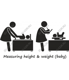 Measuring height and weight of the child