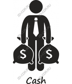 Businessman holding a bag with money
