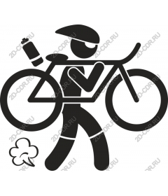 Cyclist carrying Bicycle