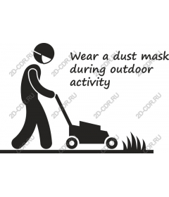 Safety outdoors: lawnmower with a dust mask