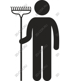 Icon of a gardener with a rake