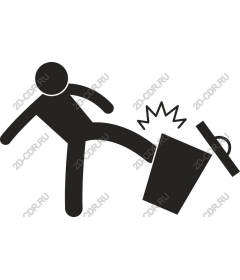 Dynamic figure, kicking a trash can