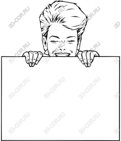  A happy character with a blank sign