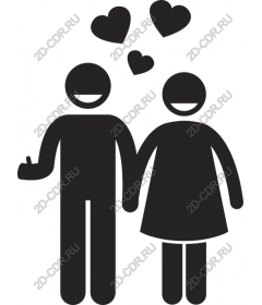  Joyful couple with heart motifs