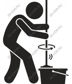  The man washes the floors