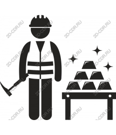  A miner stands next to gold bullion