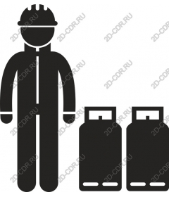 Industrial worker with gas cylinders