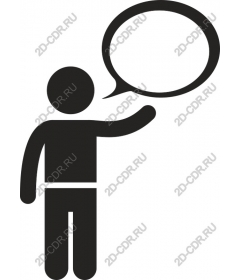  Figure with speech bubble and gestures