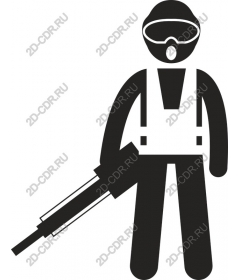 A worker in protective gear
