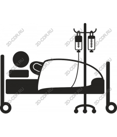 Hospital bed with a drip