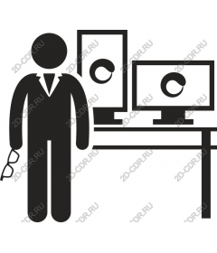  whether you are advertising flyer, improves the web site or illustrate digital manual, is a vector image is a strong visual anchor. The confident pose of a character and modern computers in the background convey professionalism and Innov