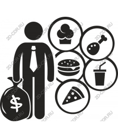 Businessman with icons of food