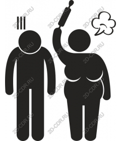 Playful kitchen confrontation
