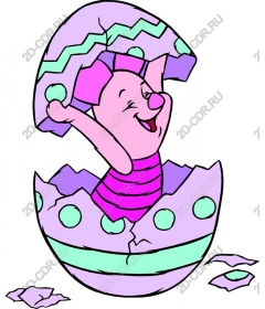  The joyful pig hatch from the Easter eggs