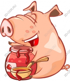  The joyful pig with jam