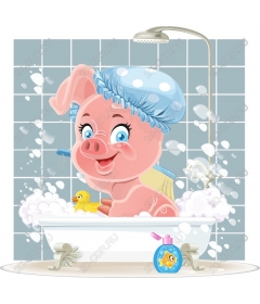  Adorable pig in a bathtub