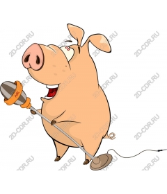  Funny cartoon pig with microphone