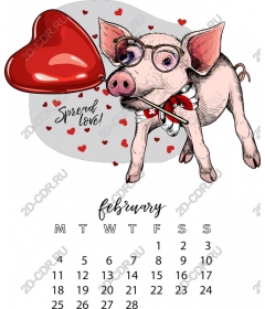  Adorable pig with a balloon in the shape of a heart