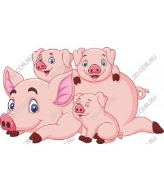  Adorable family of pigs
