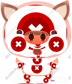  Whimsical red-and-white pig