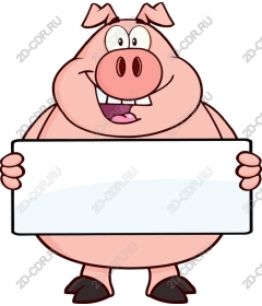 Funny cartoon pig with custom sign